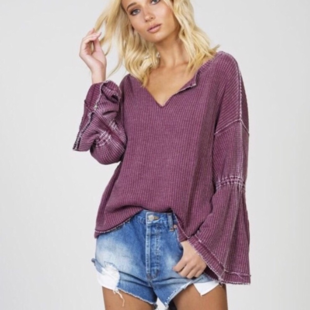 Free People Dahlia Thermal Knit Sweater Top
